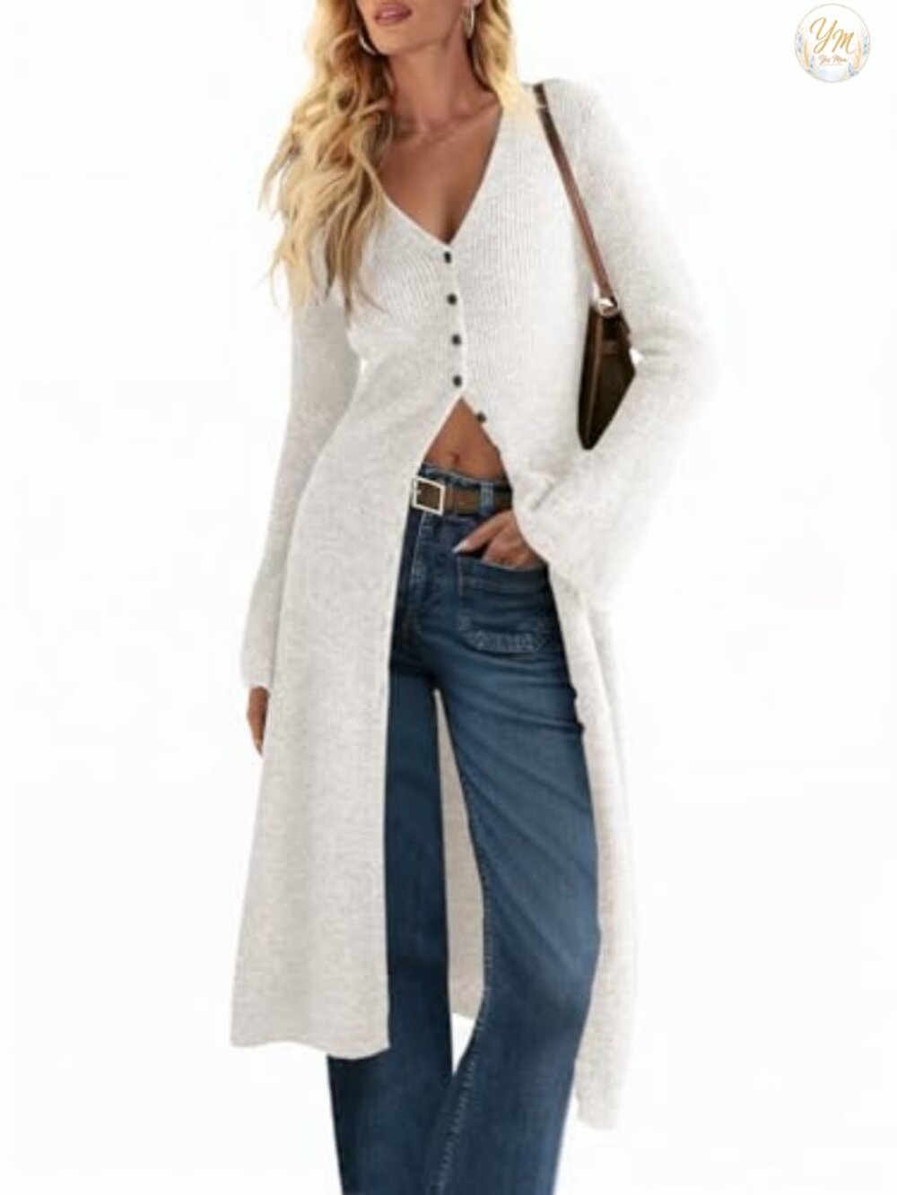 Women's Long Cardigan Sweater Open Front Button Down Midi Knit Duster Coat